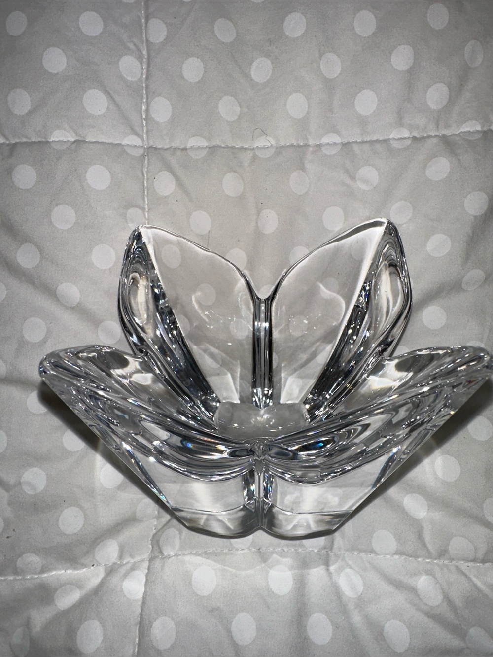 Clear Glass Flower Bowl Orrefors signed lead crystal lotus 4.25 x 4.25